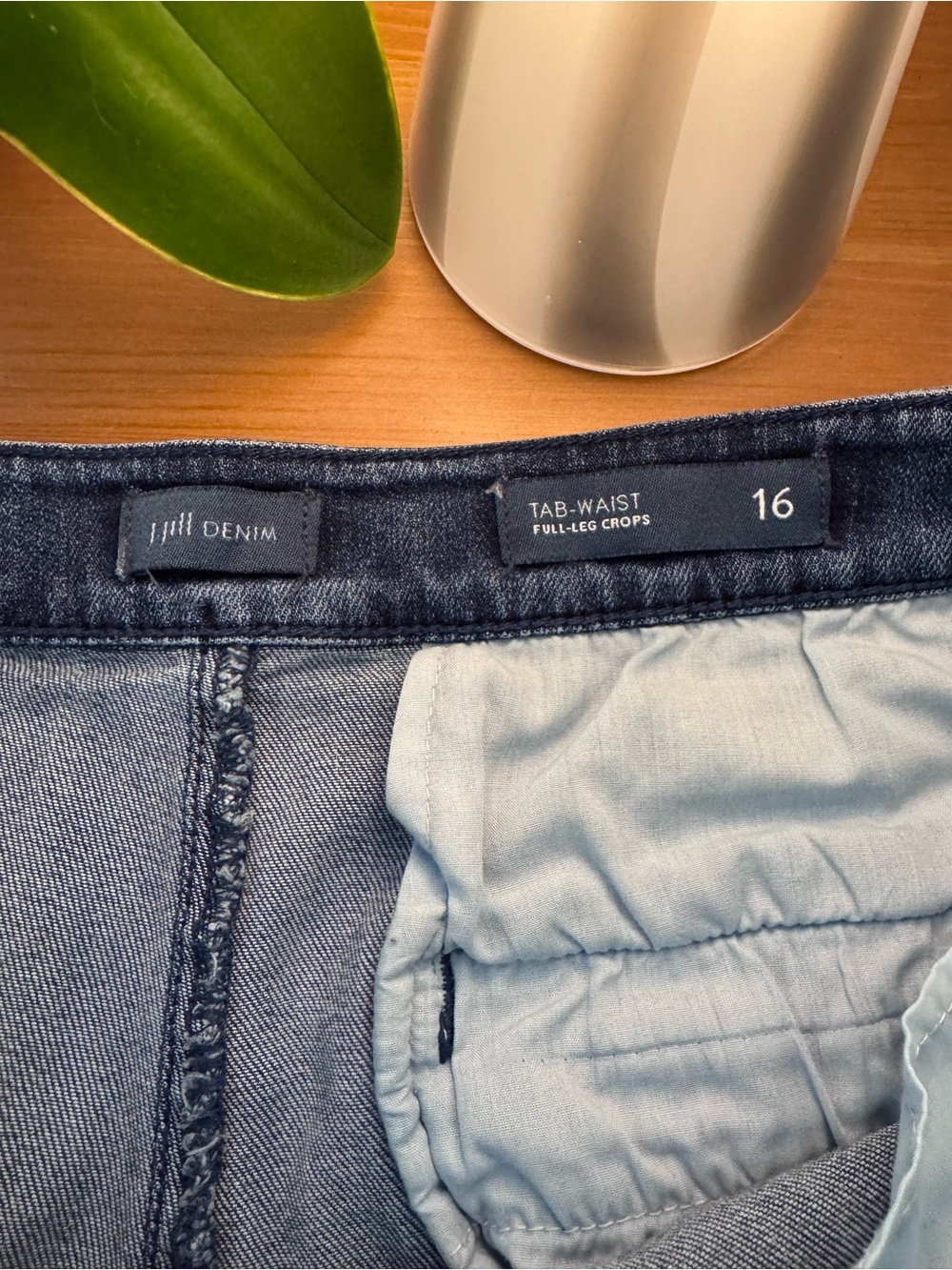 J. Jill Denim Blue Tab Waist Full Leg Crops Size 16 - Picture 9 of 10